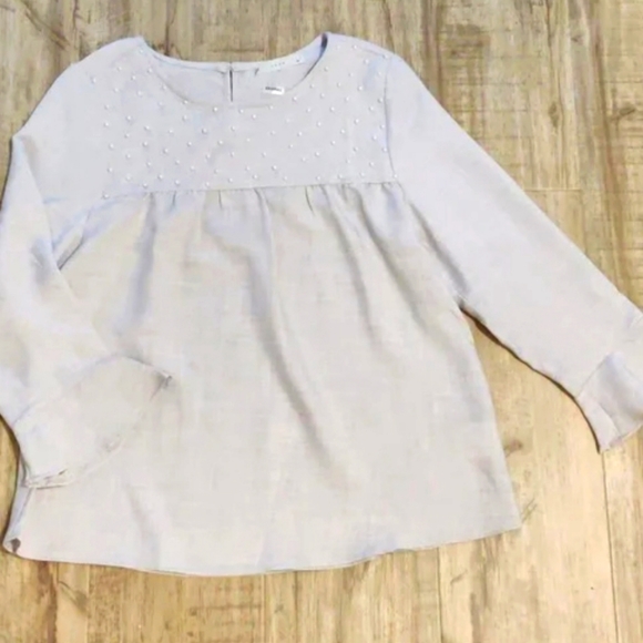 (XS/M) Luna Vintage Pearl Embellised Blouse Ptp 18"×L23" - Picture 3 of 10